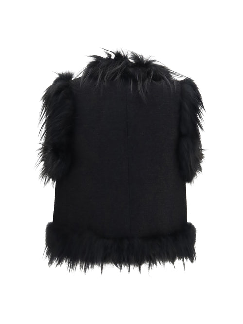 Fendi Wool and fox Fur Gilet - Black