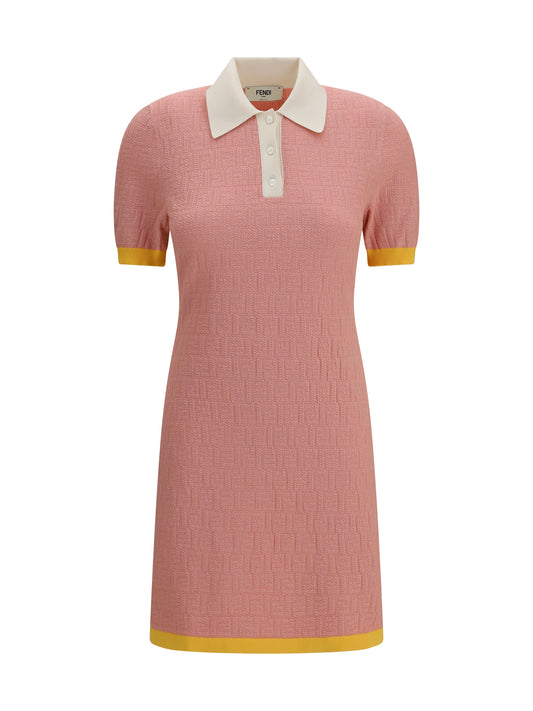FENDI Short fitted cotton and silk FF Dress