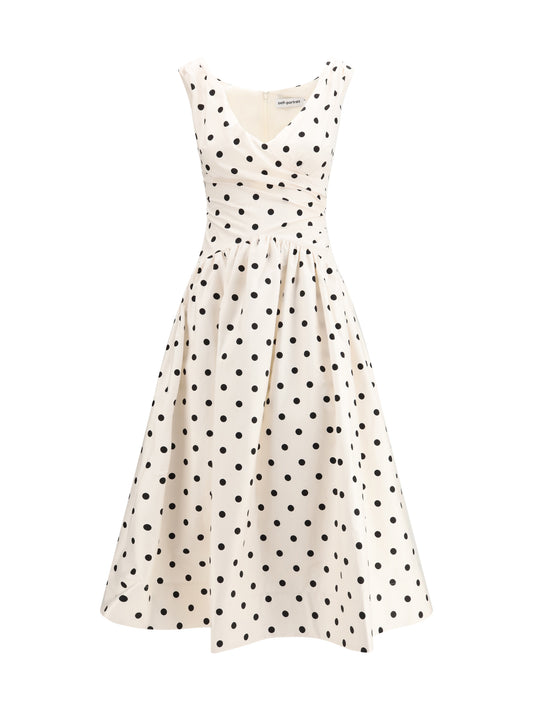 SELF-PORTRAIT Polka dot cotton midi Dress
