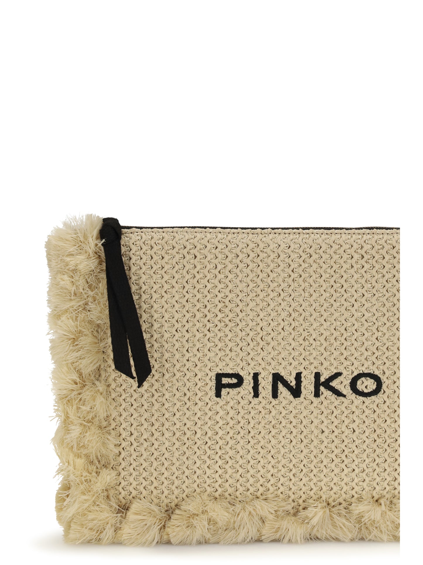PINKO Flat Handle Clutch in raffia