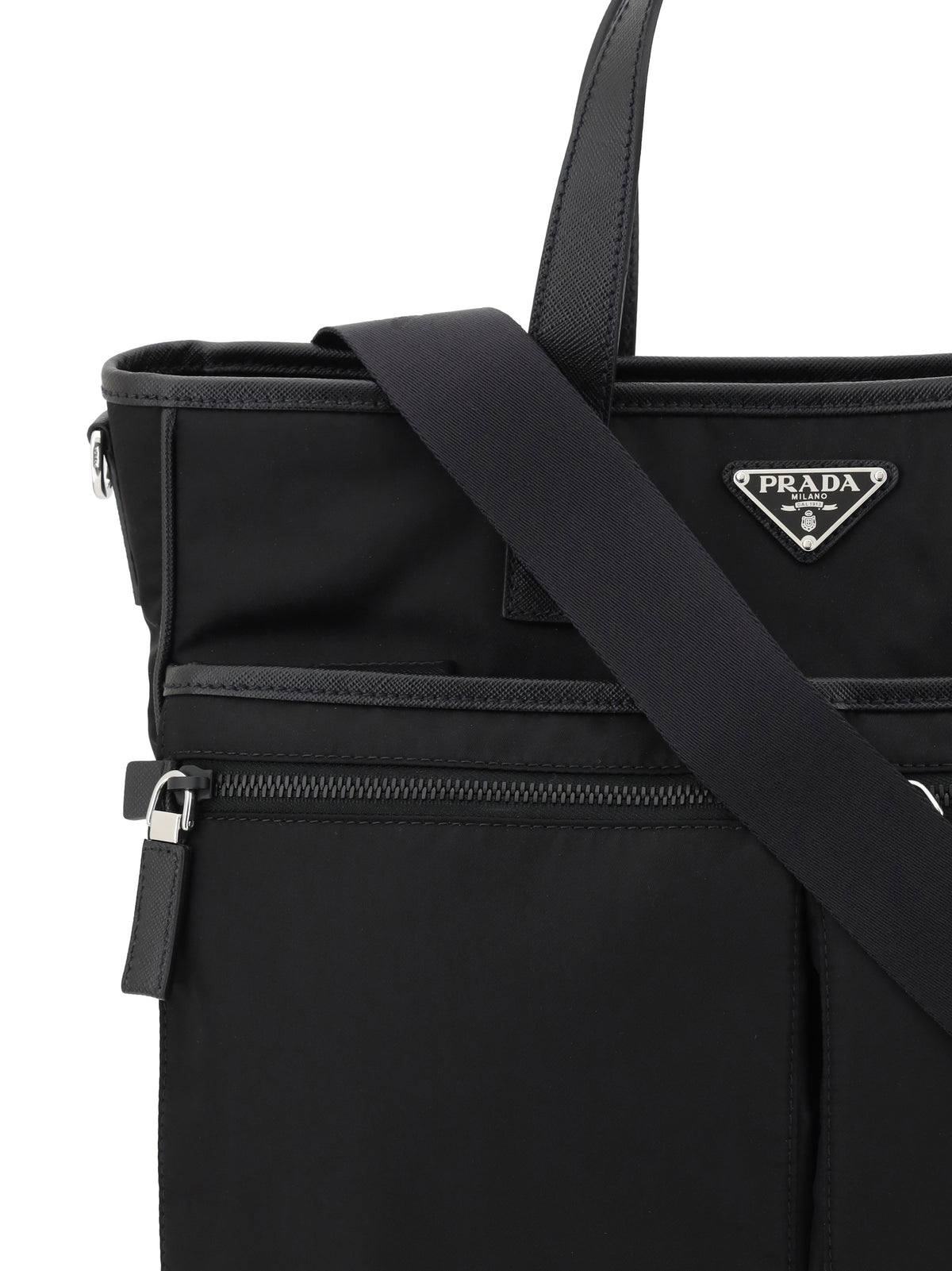 Prada Logoed Tote Bag - Black