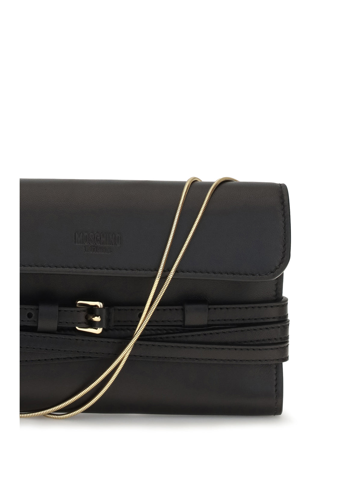 Moschino Leather Wallet with buckle detail - Black