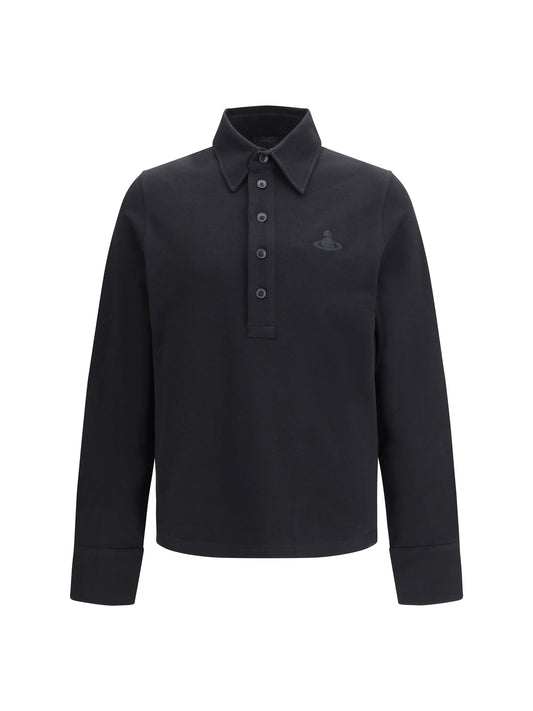 VIVIENNE WESTWOOD Polo in pure cotton piqué with long sleeves