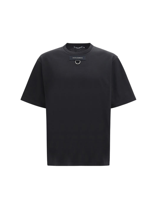 DOLCE & GABBANA Round neck short sleeve T-shirt with D-ring detail