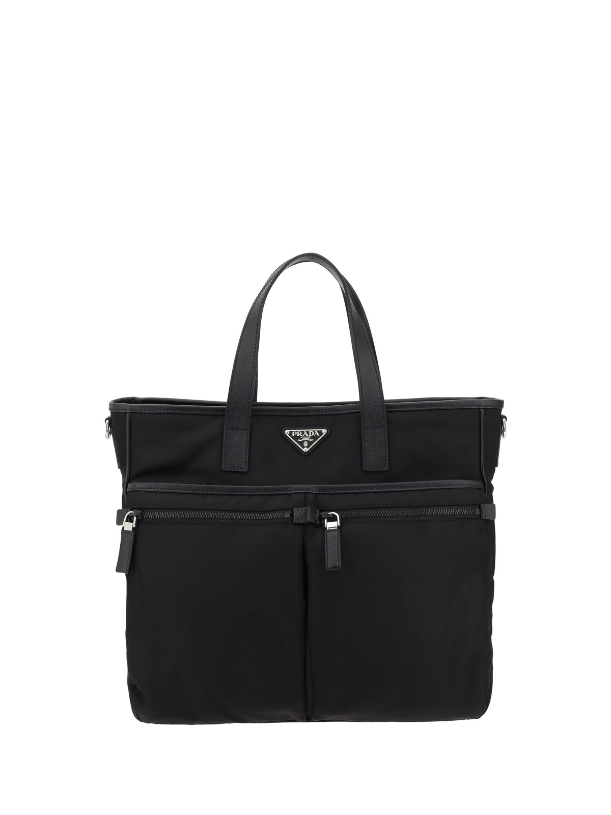 Prada Logoed Tote Bag - Black