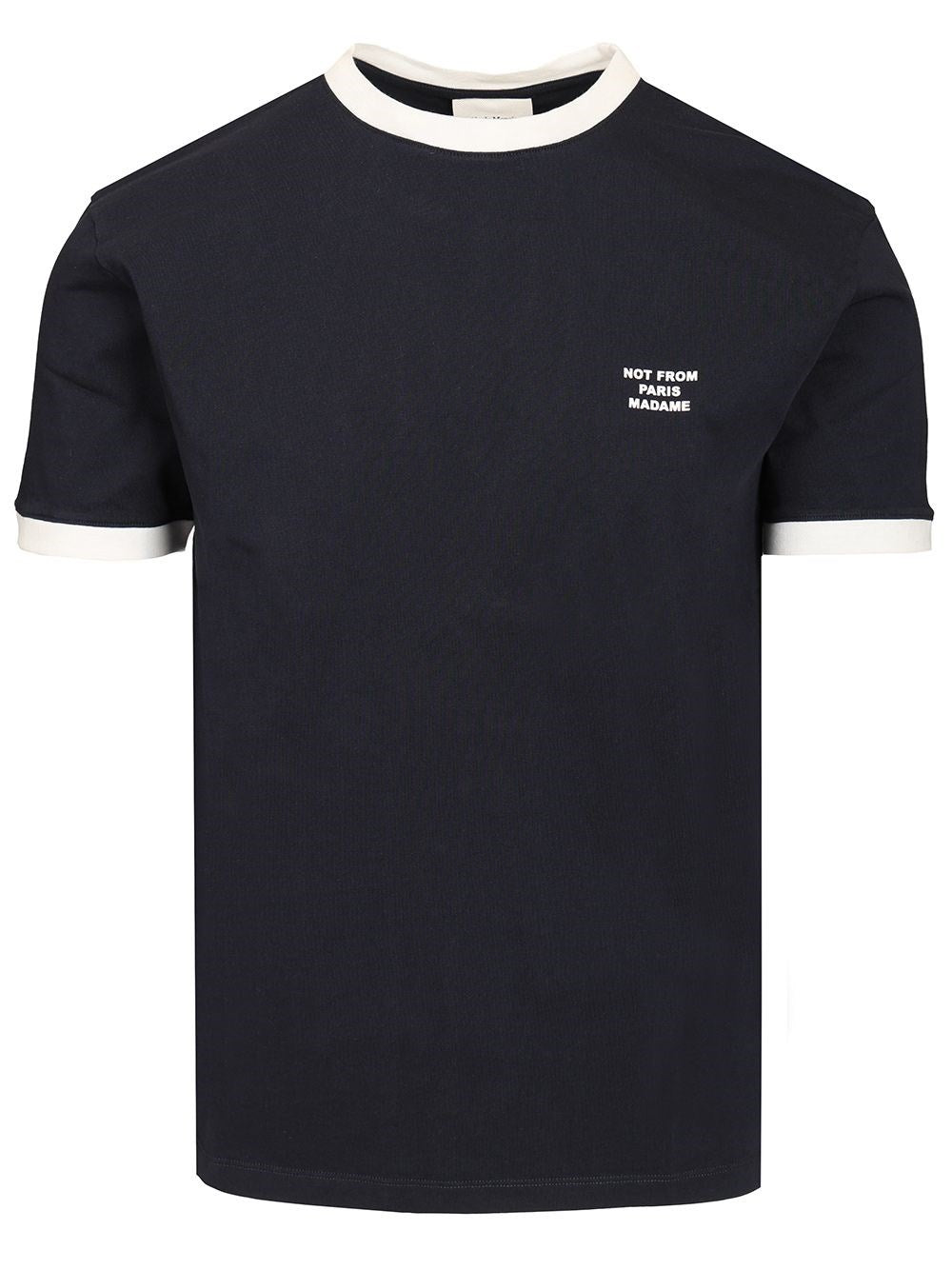 Drole De Monsieur Contrast Slogan T-Shirt - Blue