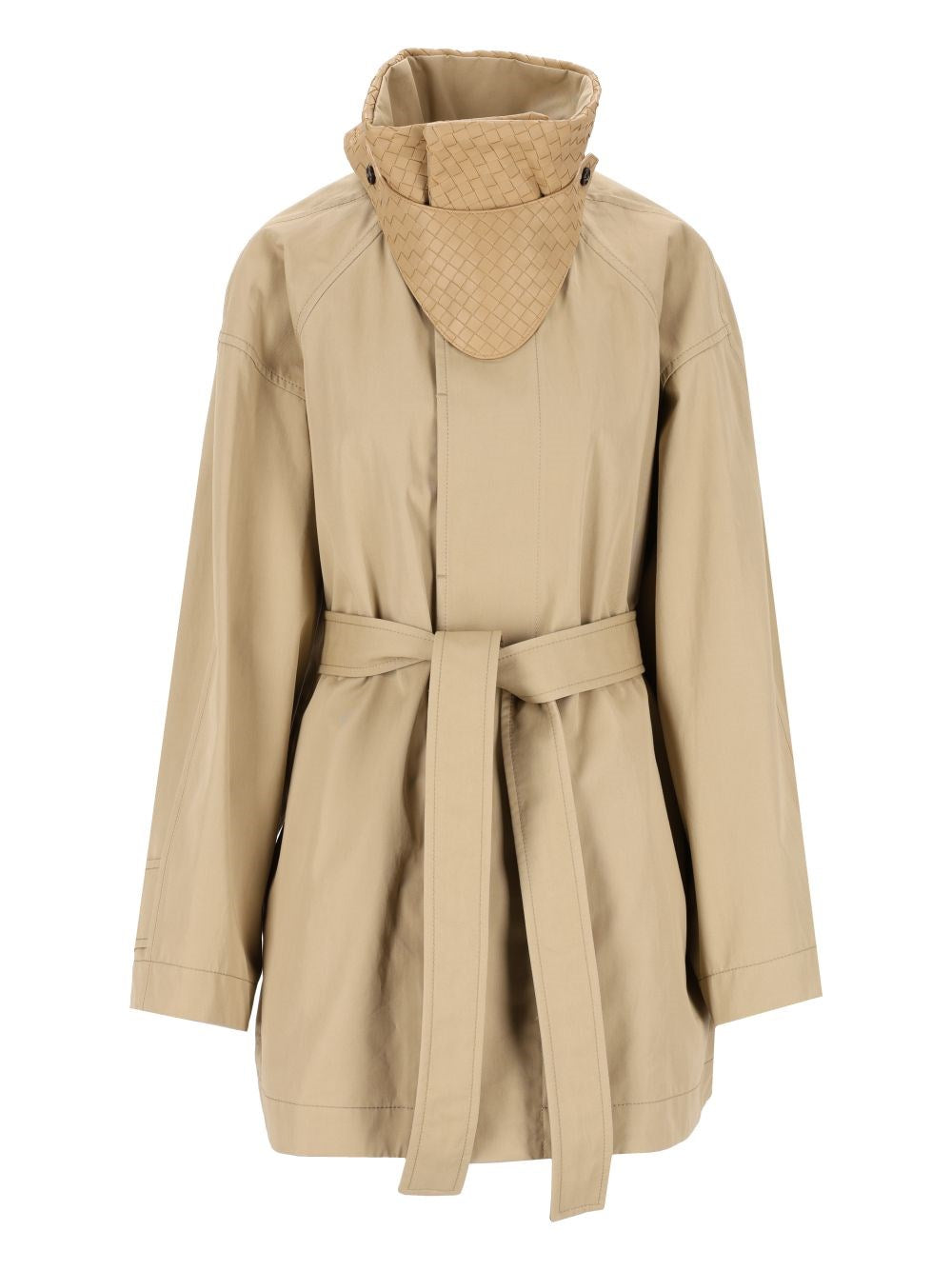 Bottega Veneta Short Cotton Trench Coat - Beige