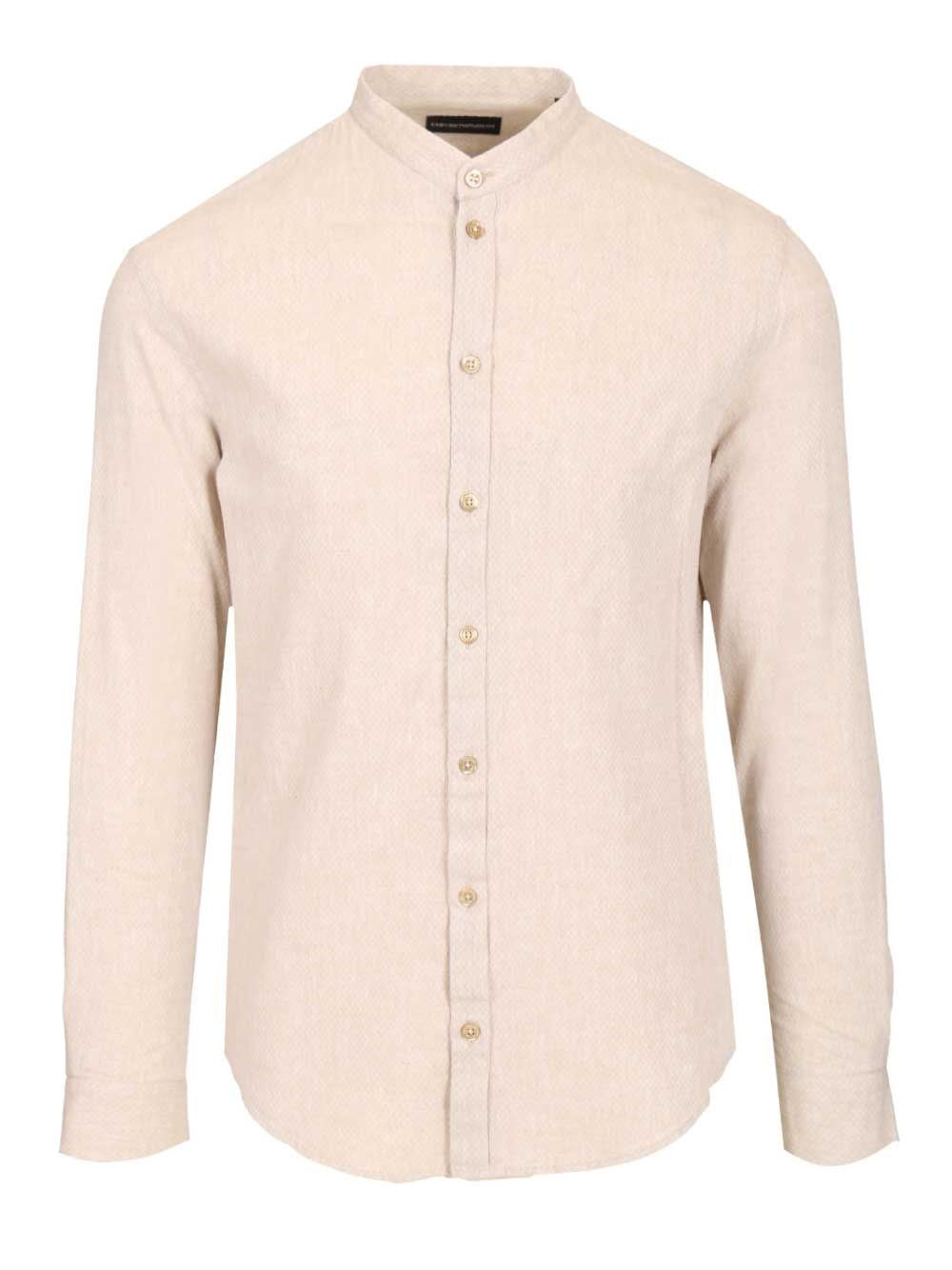Emporio Armani Mandarin Collar Shirt - Beige