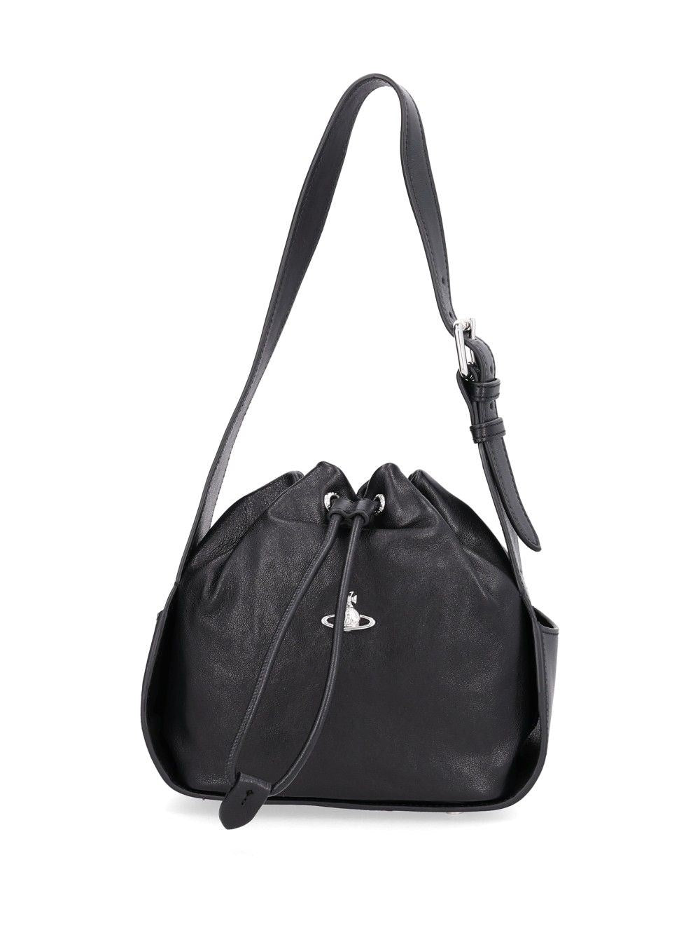 Vivienne Westwood "Stacey" Leather Bucket Bag - Black