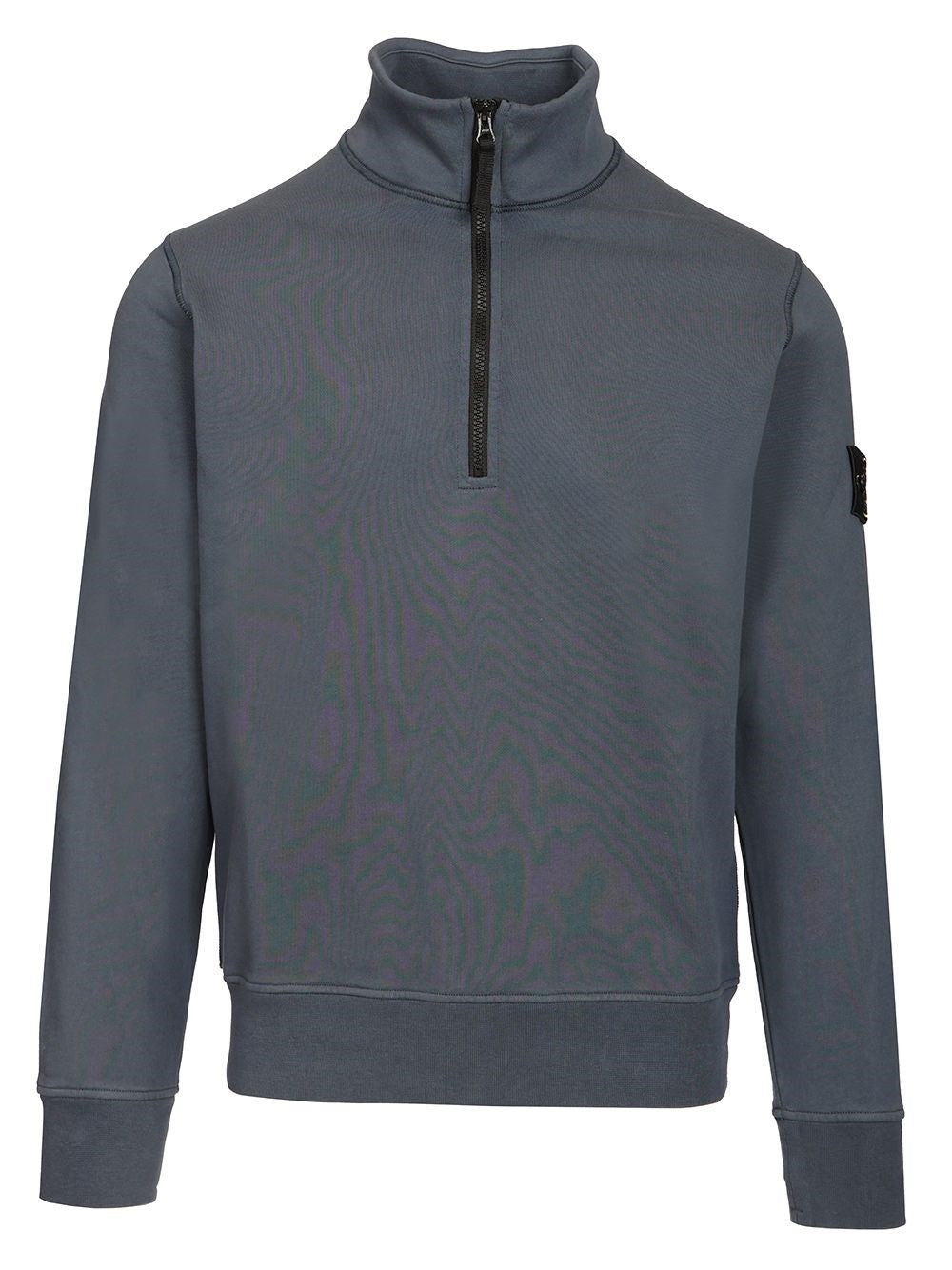 Stone Island Organic Cotton Sweatshirt With Half Zip - Blue