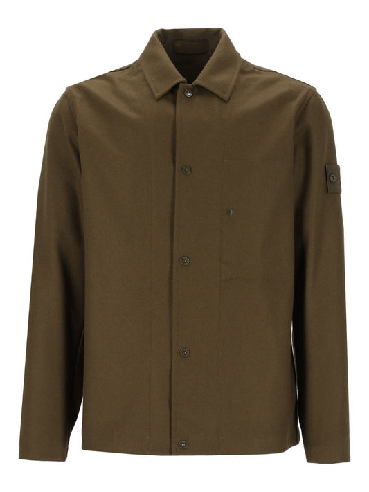Stone Island Button-Up Overshirt - Green