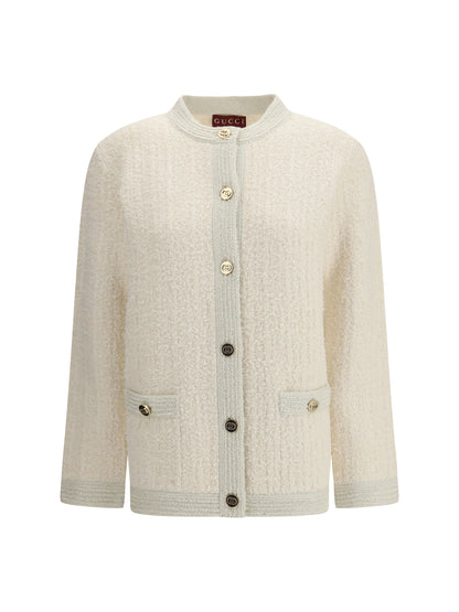 Gucci Bouclé lamé wool Cardigan - Ivory/Silver/Mc