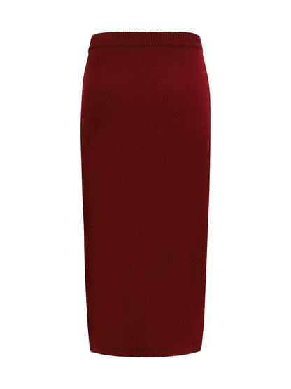 Alessandra Rich Merino wool midi Skirt - Burgundy