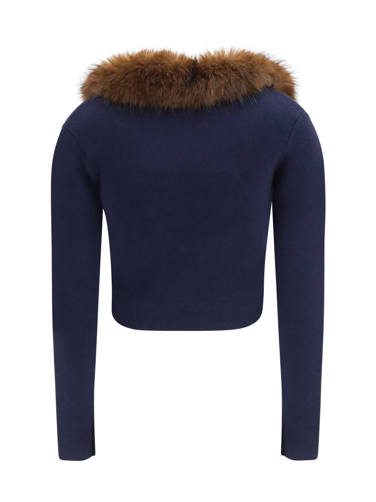 Self-Portrait Knit and faux fur Cardigan - Navy