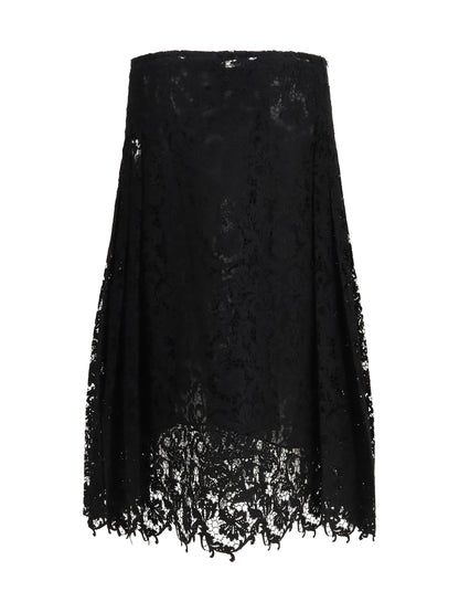 Fendi Flared midi Skirt in macramé lace - Black