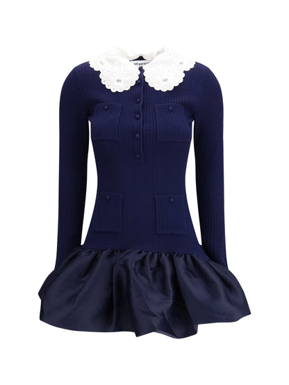 SELF-PORTRAIT Knit taffeta mini Dress
