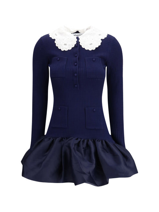 SELF-PORTRAIT Knit taffeta mini Dress