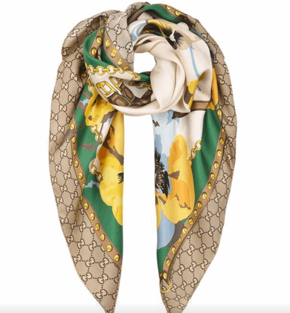 Gucci GG Floral Silk Scarf