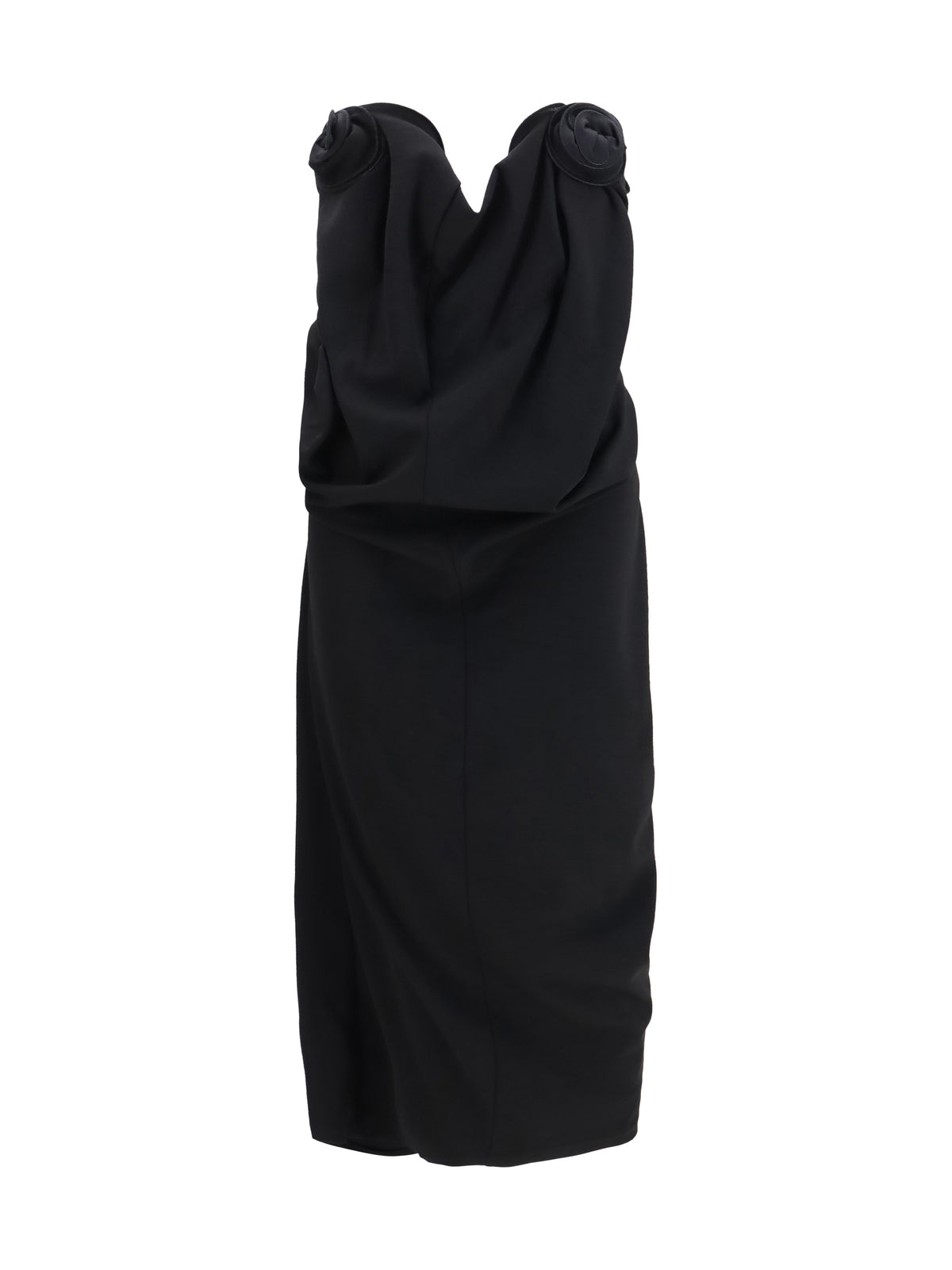 Magda Butrym Draped Dress with sculptural floral details - Black