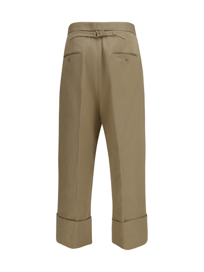 THOM BROWNE Cotton gabardine Pants with double pleats