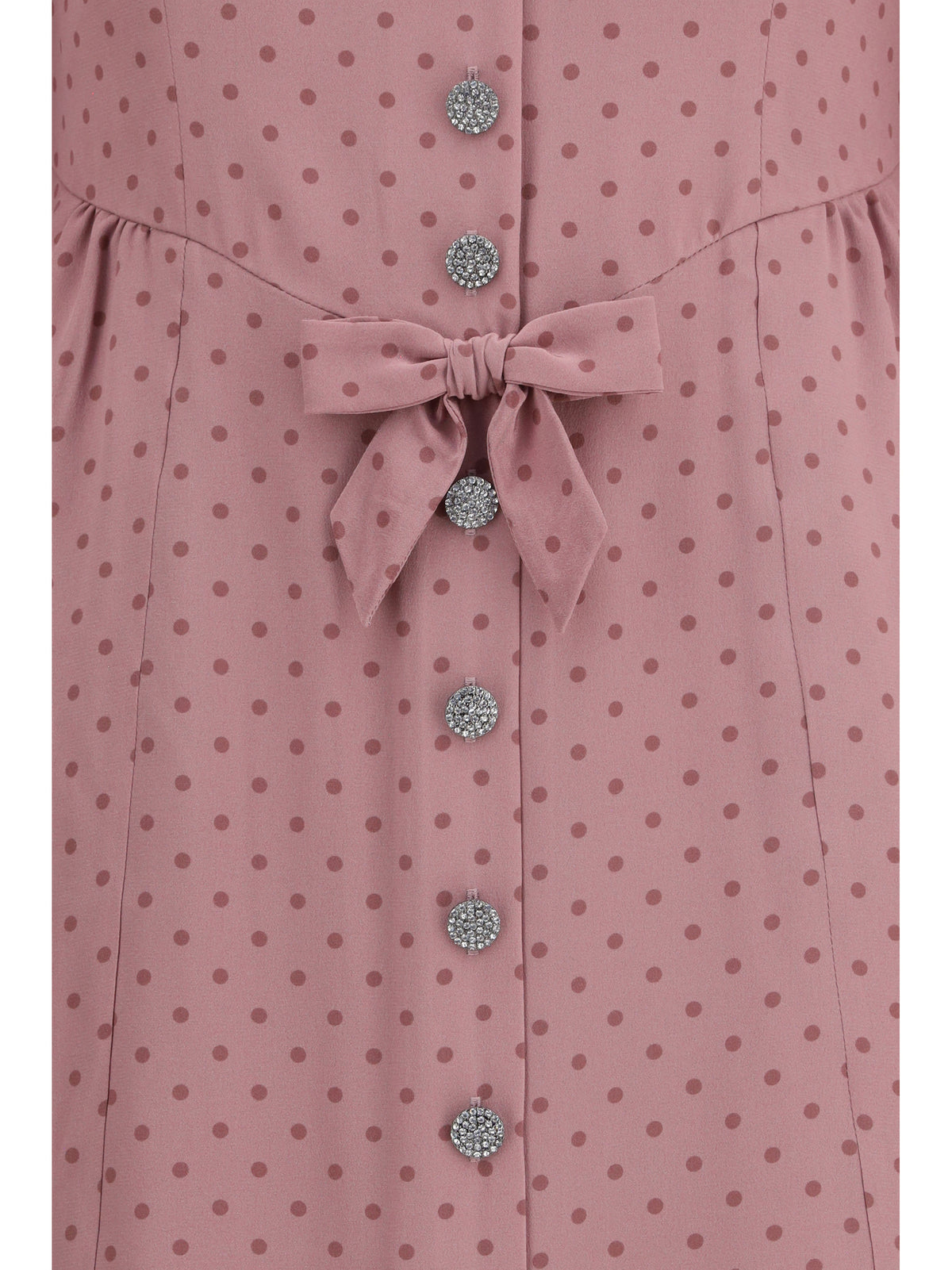 Alessandra Rich Polka Dot Midi Dress with Ruffles - Mauve-Mauve