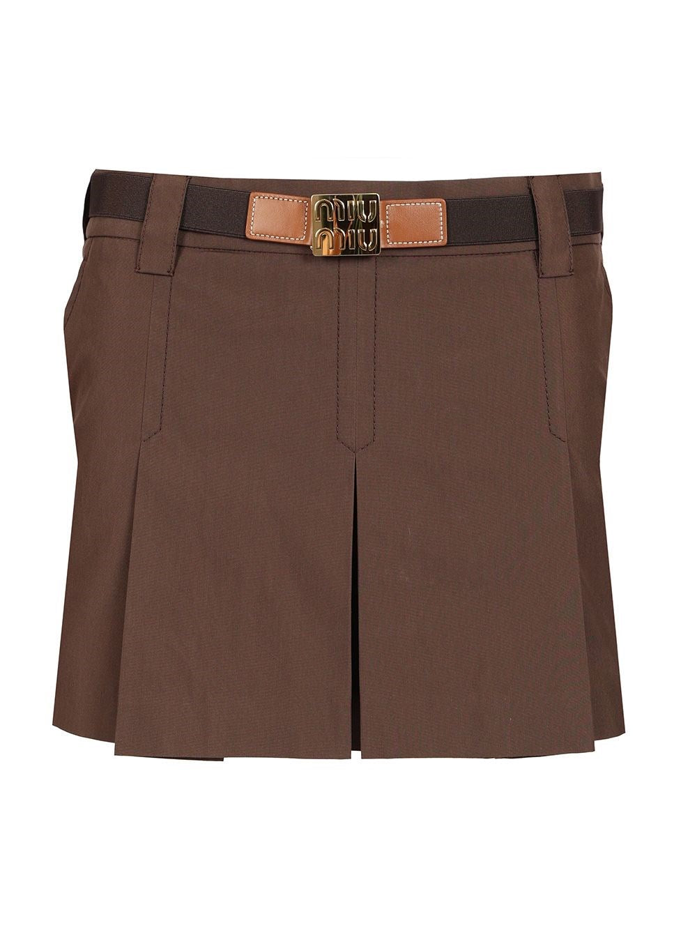 Miu Miu Gabardine Mini Skirt - Brown