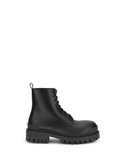 Balenciaga Strike Lace-Up Boots - Black