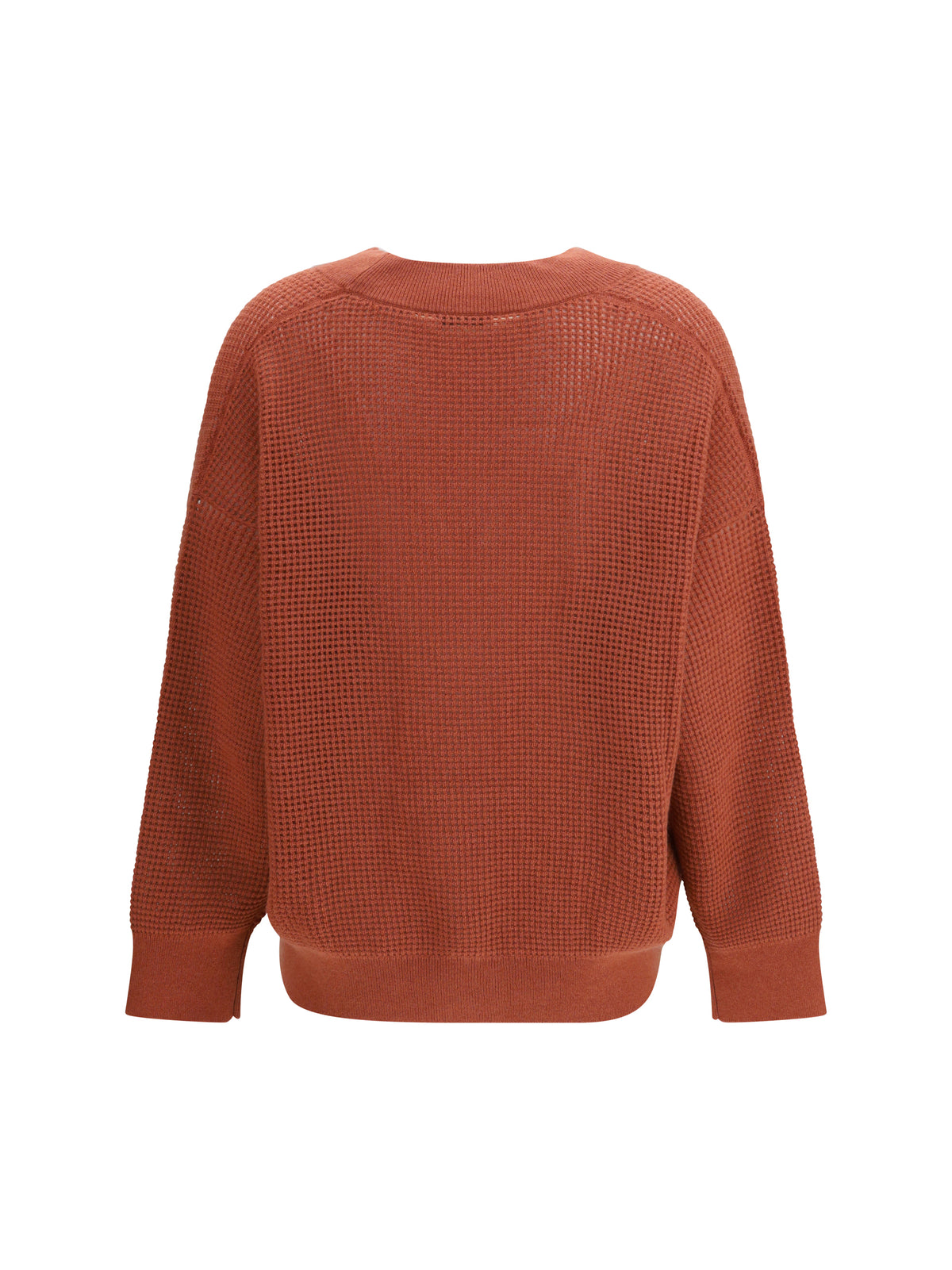 Brunello Cucinelli Cardigan in cashmere with V-neck - Orange Flame+Oyster