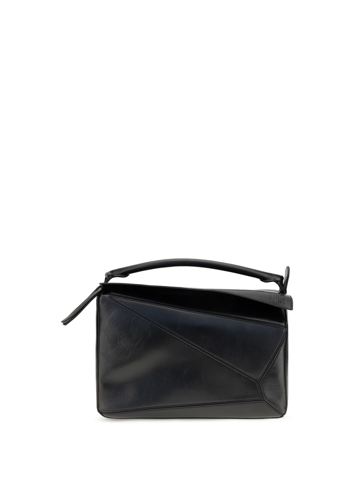 Loewe Large paper-effect calfskin Puzzle Handbag - Black