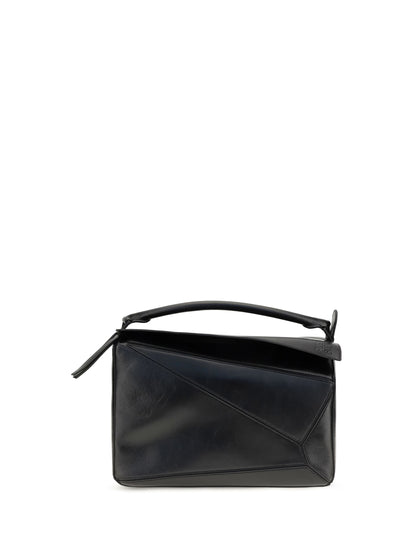Loewe Large paper-effect calfskin Puzzle Handbag - Black