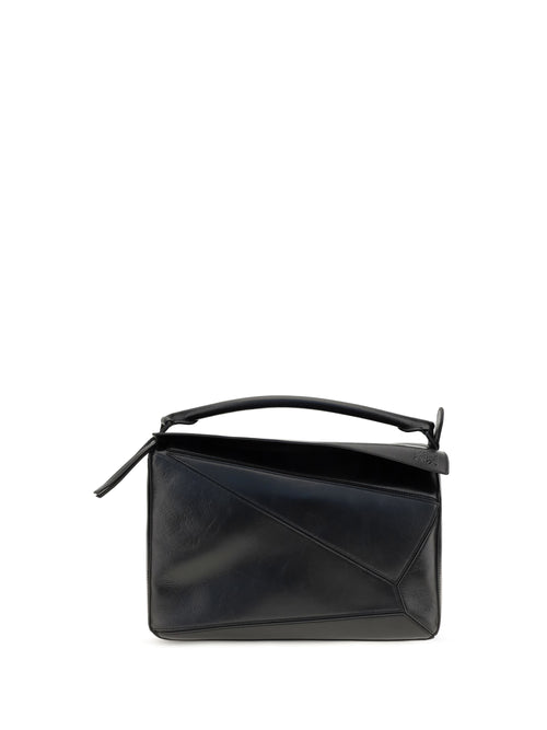 Loewe Large paper-effect calfskin Puzzle Handbag - Black