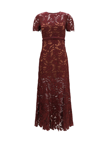 Self-Portrait Midi lace Dress - Burgundy