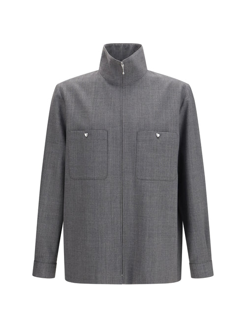 Valentino Mouliné wool shirt Jacket - Black/Grey