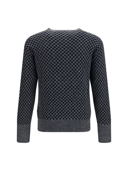 Vivienne Westwood Checkmate alpaca and cotton-blend Sweater - Grey Melange/Navy