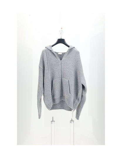 Celine HOODED CARDIGAN - Grey/Blue