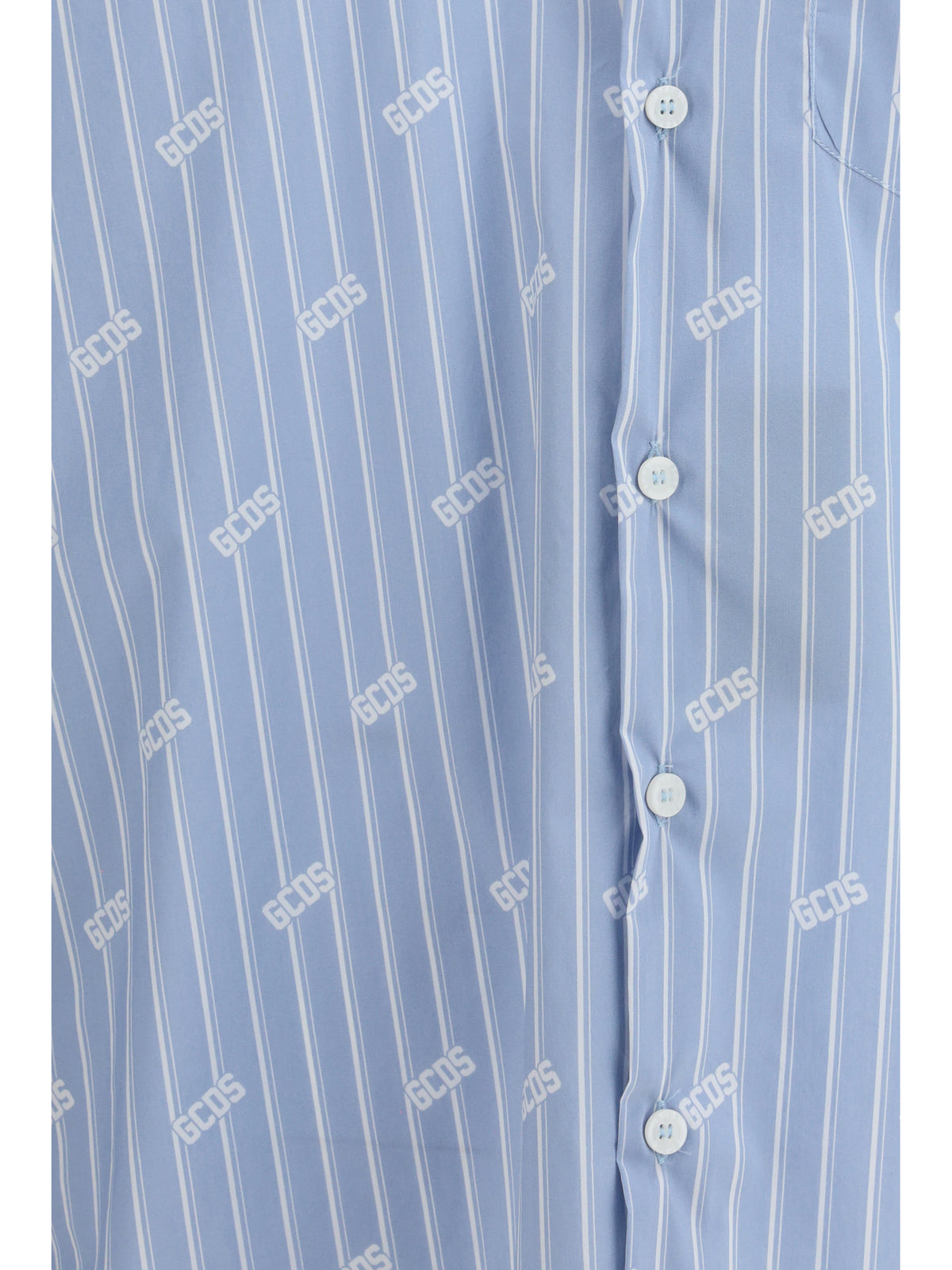 GCDS Pinstripe Logo Shirt - Faded Blue/White