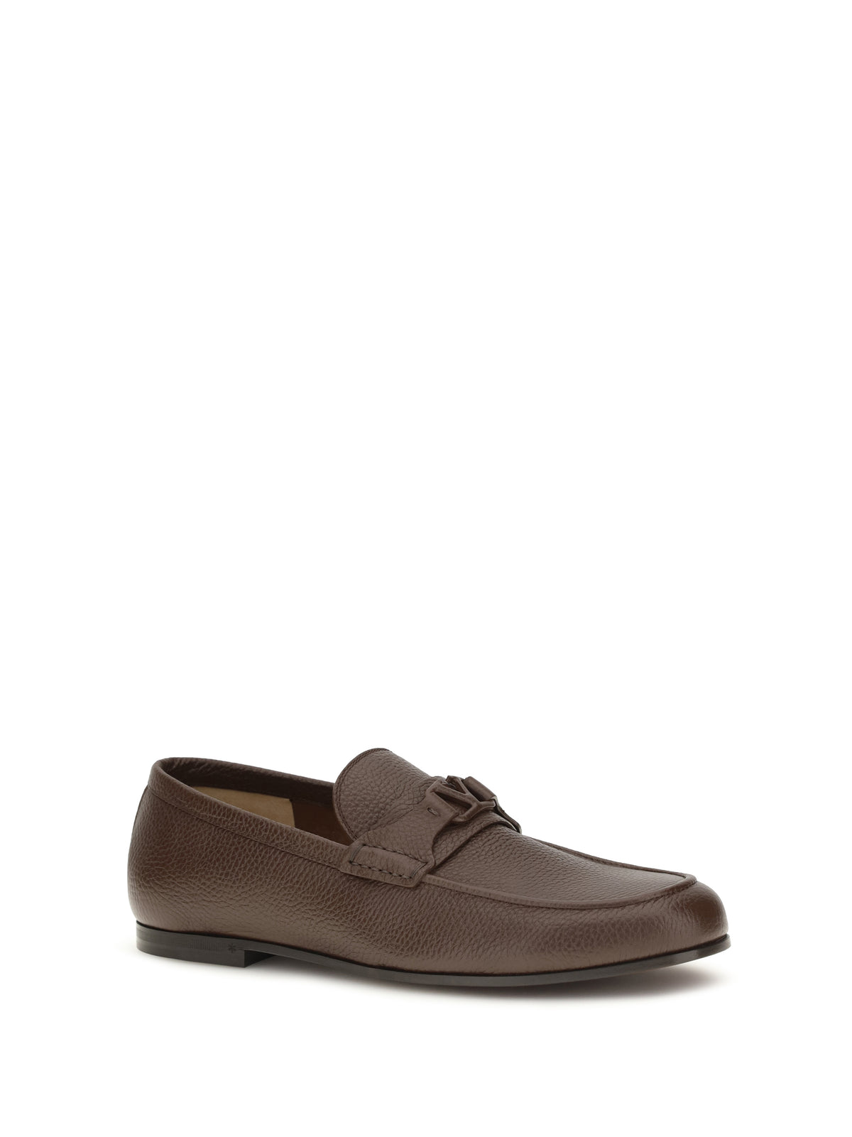 Valentino Garavani VLogo Signature Loafers in deer leather - Light Coffee