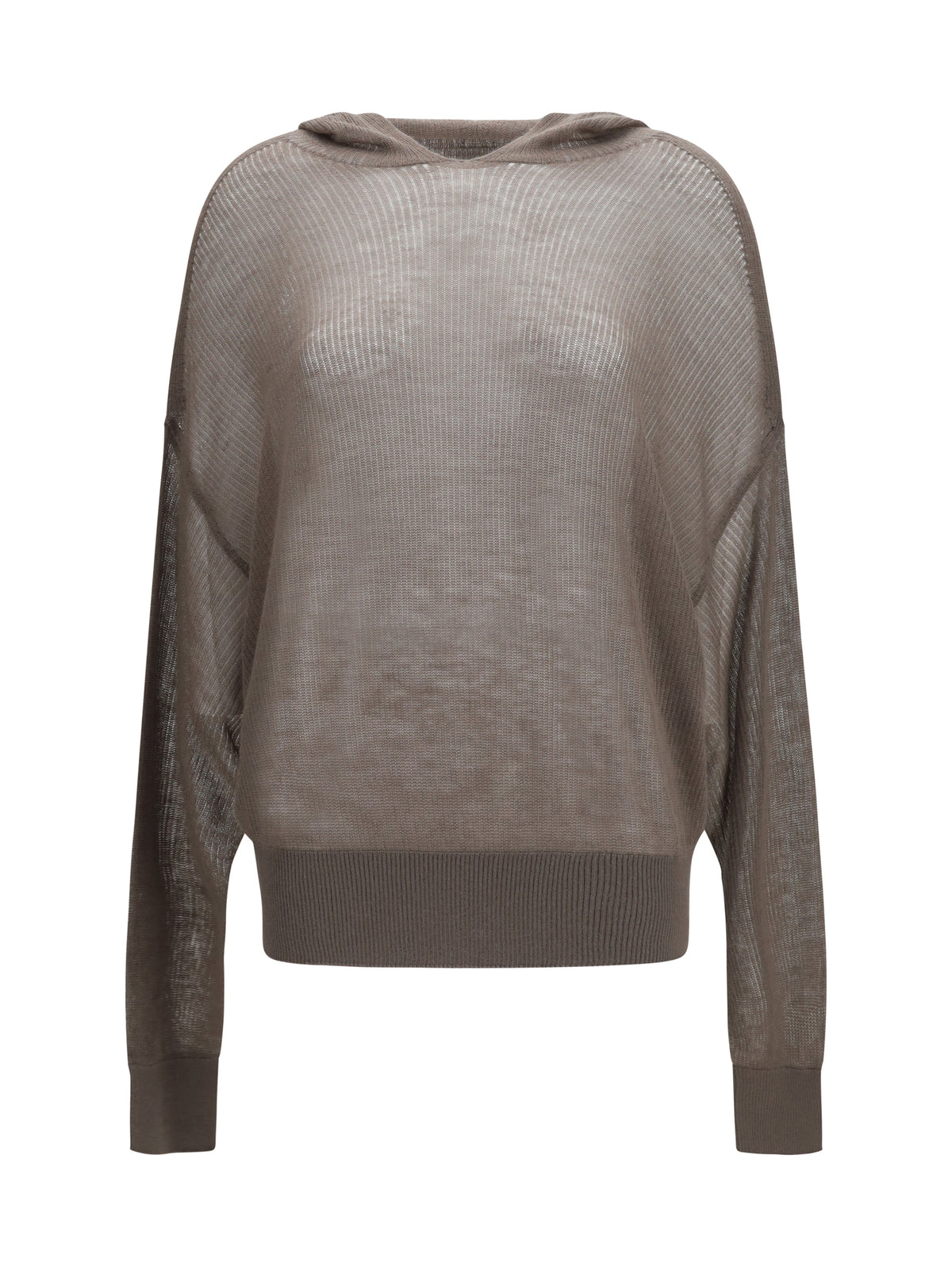 Rick Owens Semi-sheer knit Hoodie - Dust