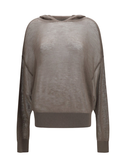Rick Owens Semi-sheer knit Hoodie - Dust