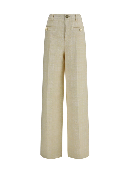 Gucci Cotton tweed check Pants - Beige/White
