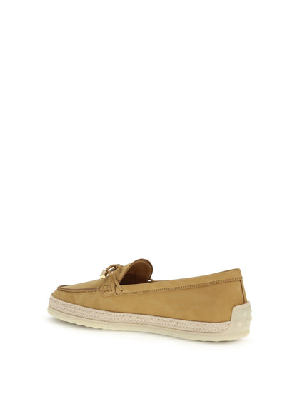 TOD'S Suede and raffia Loafers