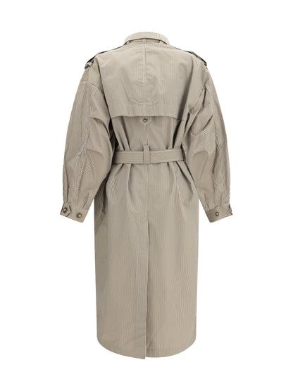 Marant Étoile Chilma striped Coat - Beige/Khaki