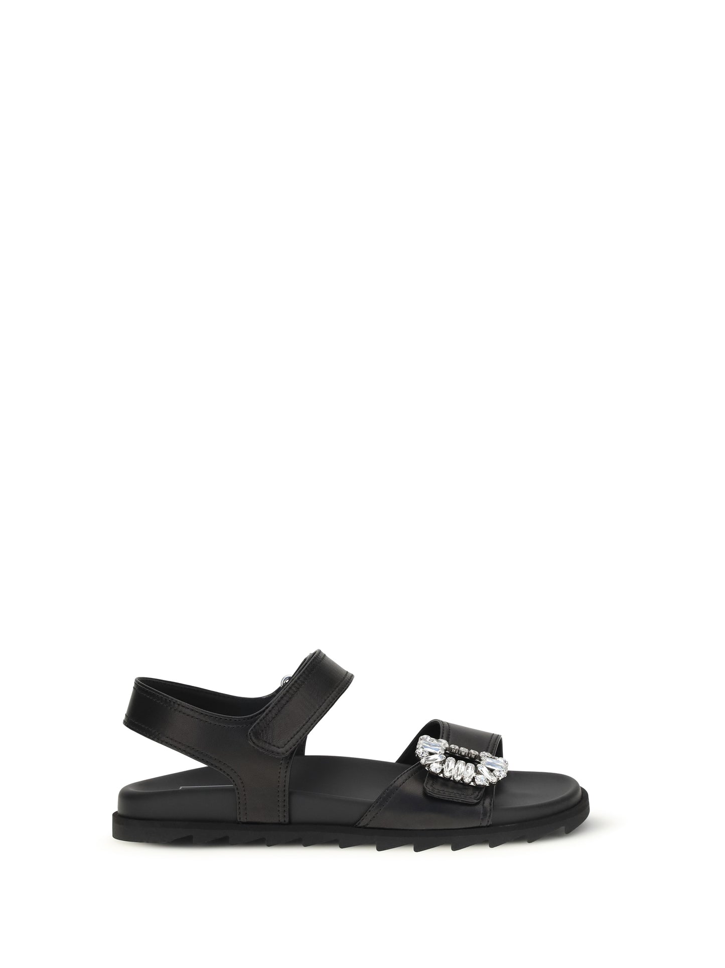 ROGER VIVIER Leather Sandals with crystal buckle