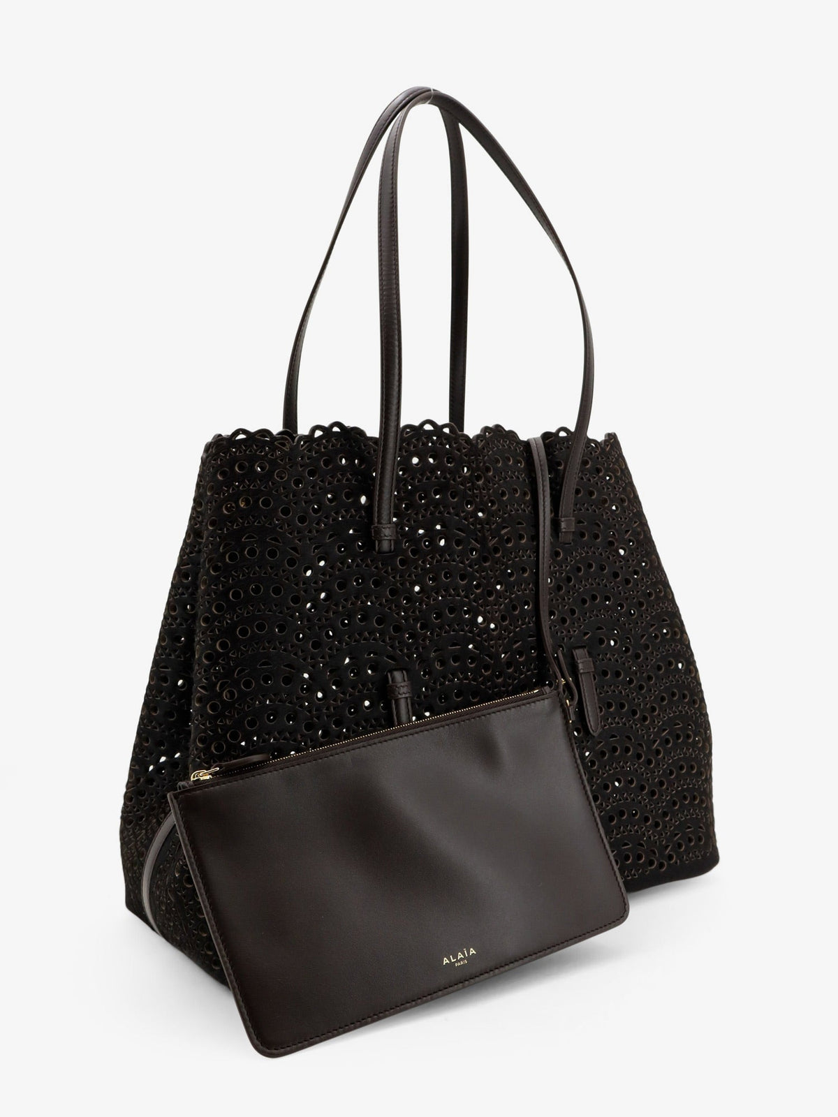 Alaïa Mina hair-calf handbag - Chocolat