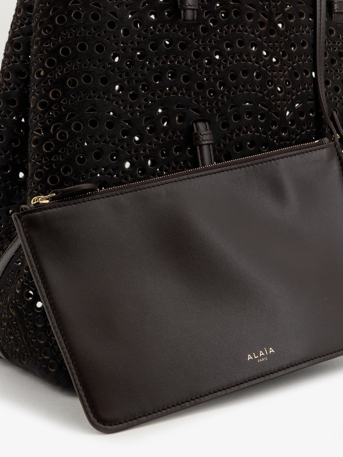 Alaïa Mina hair-calf handbag - Chocolat
