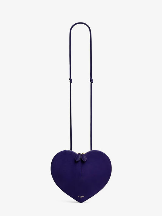 Alaia Le Coeur suede crossbody bag - Iris