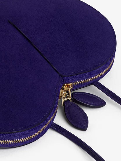 Alaia Le Coeur suede crossbody bag - Iris