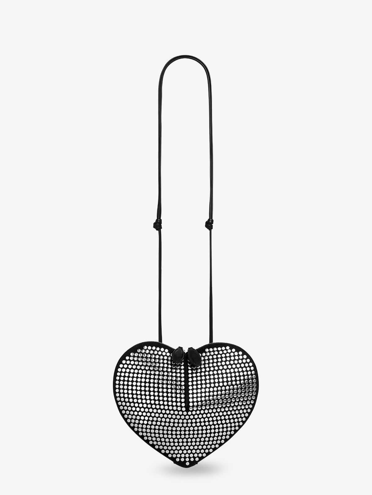 Alaïa Le Coeur suede shoulder bag with all-over studs - Noir