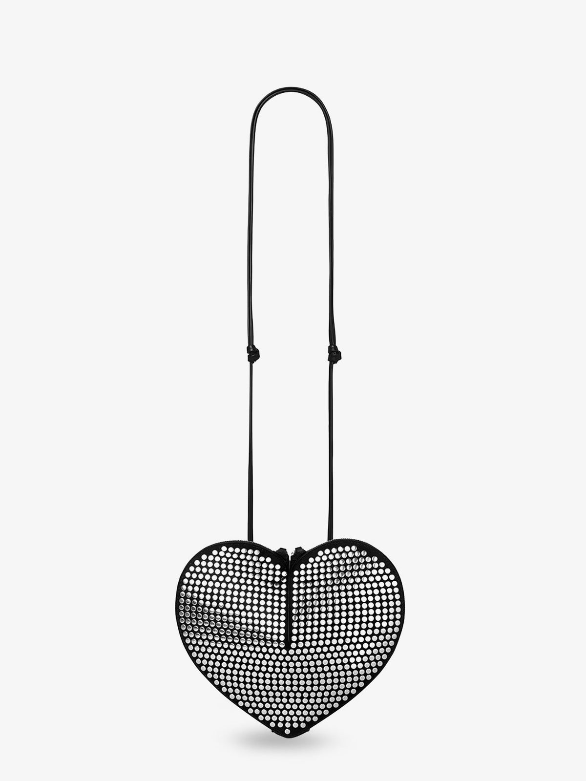 Alaïa Le Coeur suede shoulder bag with all-over studs - Noir
