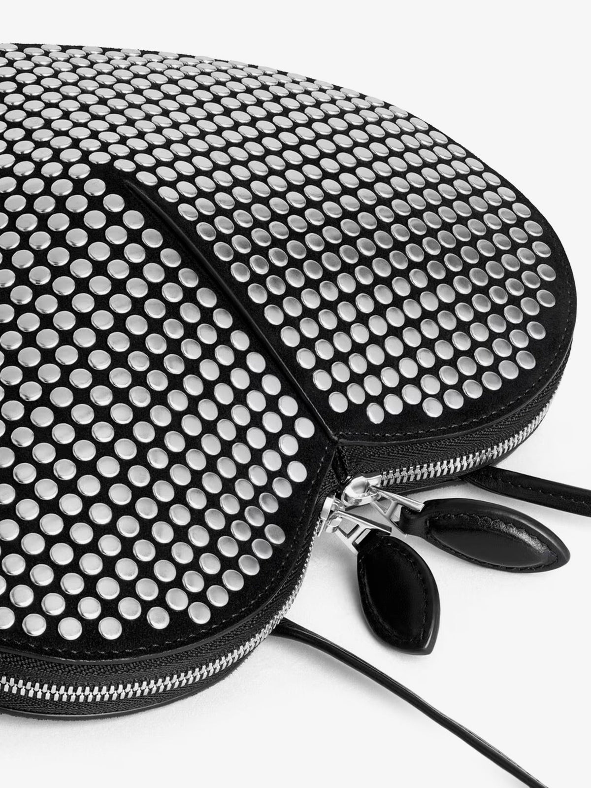 Alaïa Le Coeur suede shoulder bag with all-over studs - Noir